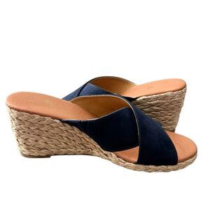 Tommy Bahama Stacey‎ Wedge Sandal Shoes Womens 7.5 M Slip-on Boho Bohemian Blue